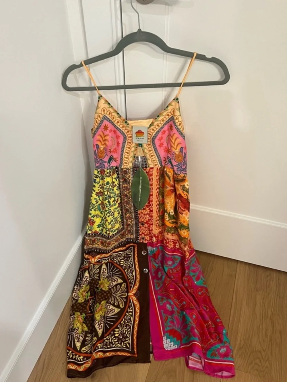 FARM Rio Multicolor Mixed Scarves Lenzing Ecovero Viscose Mini Dress - Picture 6 of 6